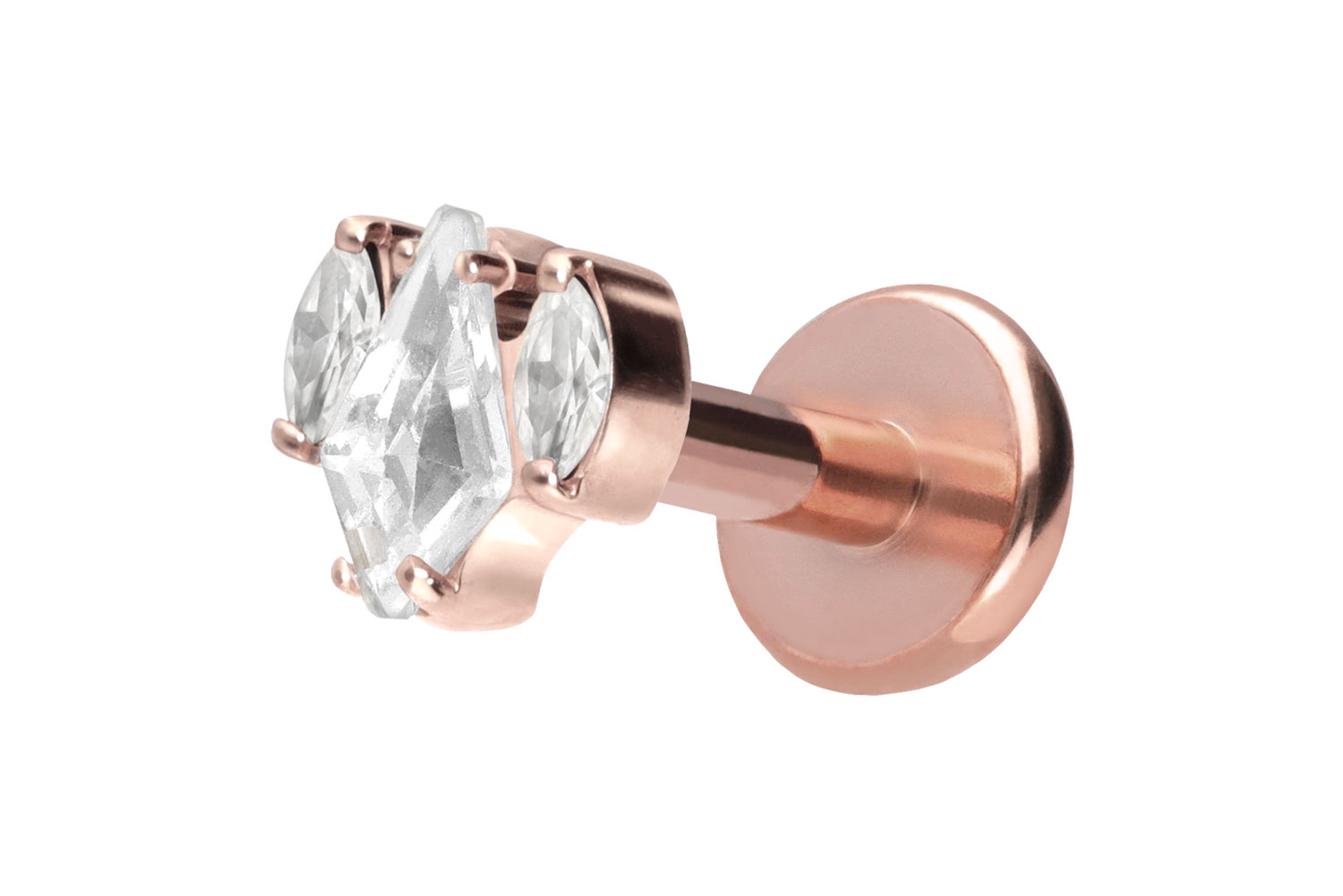 Titan Labret Piercing mit Push Fit KRISTALLSCHILD + KRISTALLOVALE